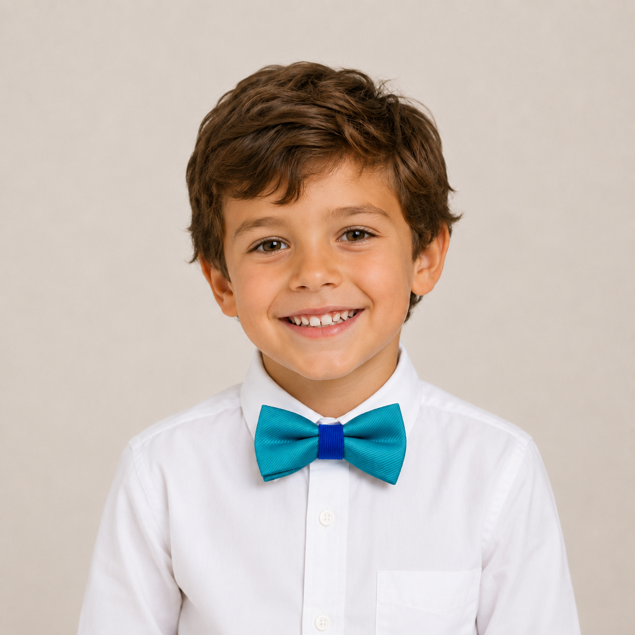 Turquoise Blue Boys Bow Tie – Handmade Pre-Tied Bow Tie for Toddlers & Youth