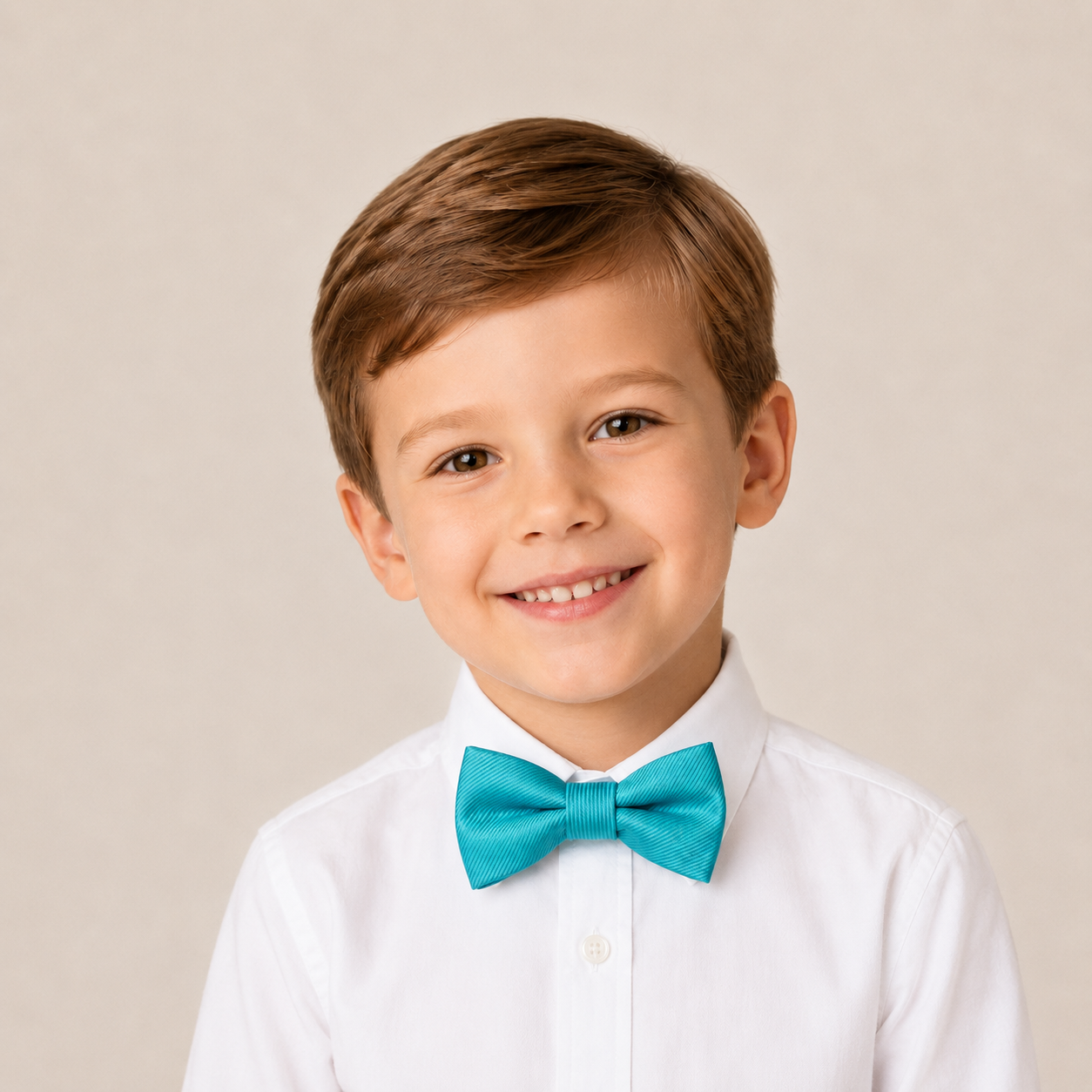 Turquoise Blue Boys Bow Tie – Handmade Pre-Tied Bow Tie for Toddlers & Youth