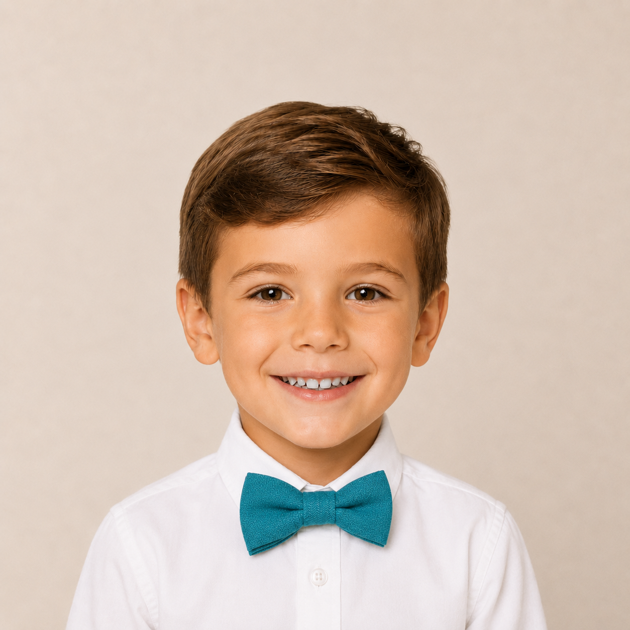 Teal Blue Boys Bow Tie – Handmade Pre-Tied Bow Tie for Toddlers & Youth