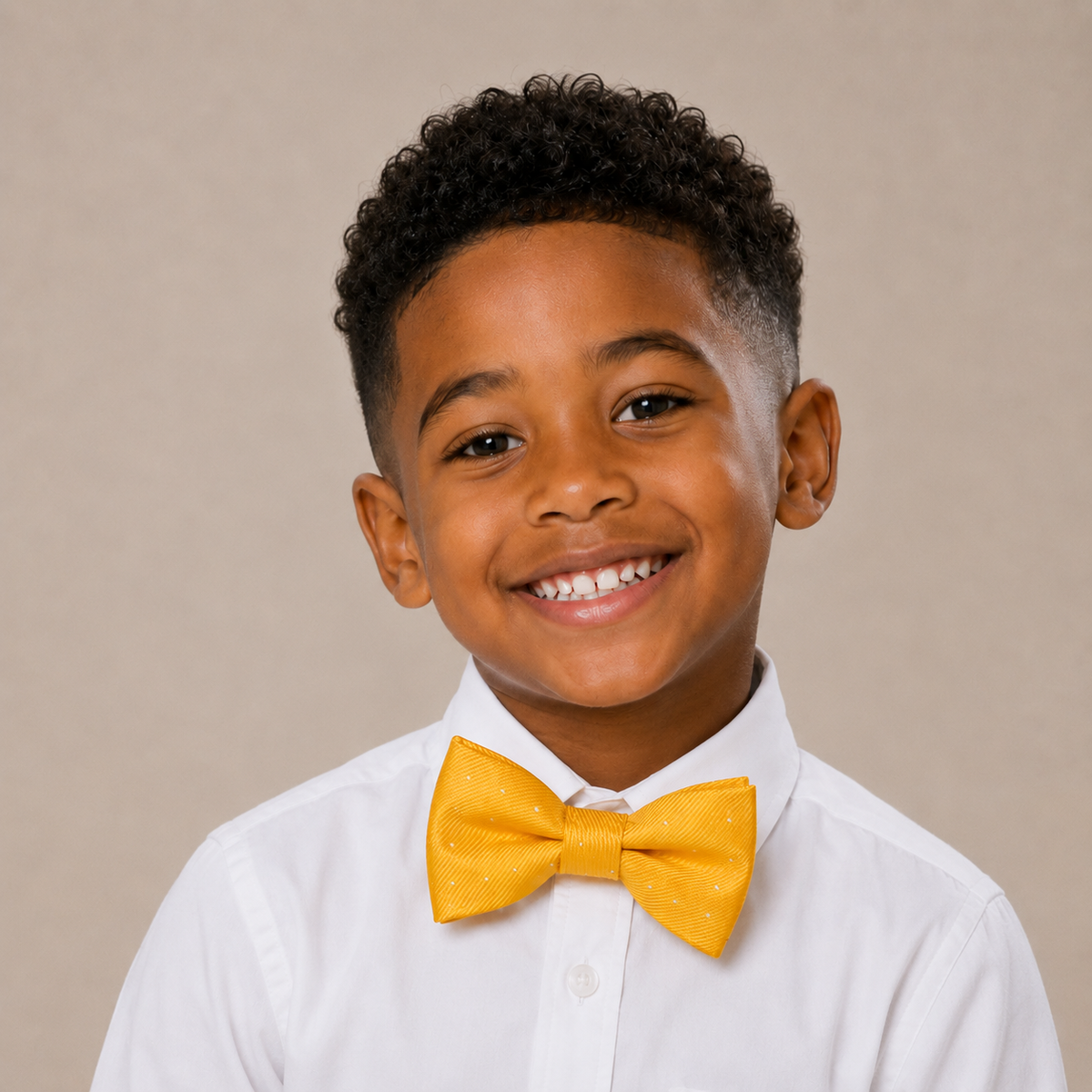 Sunny Yellow boys bow tie for kids — handmade, pre-tied and adjustable