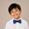 Silver Navy boys bow tie for kids — handmade, pre-tied and adjustable