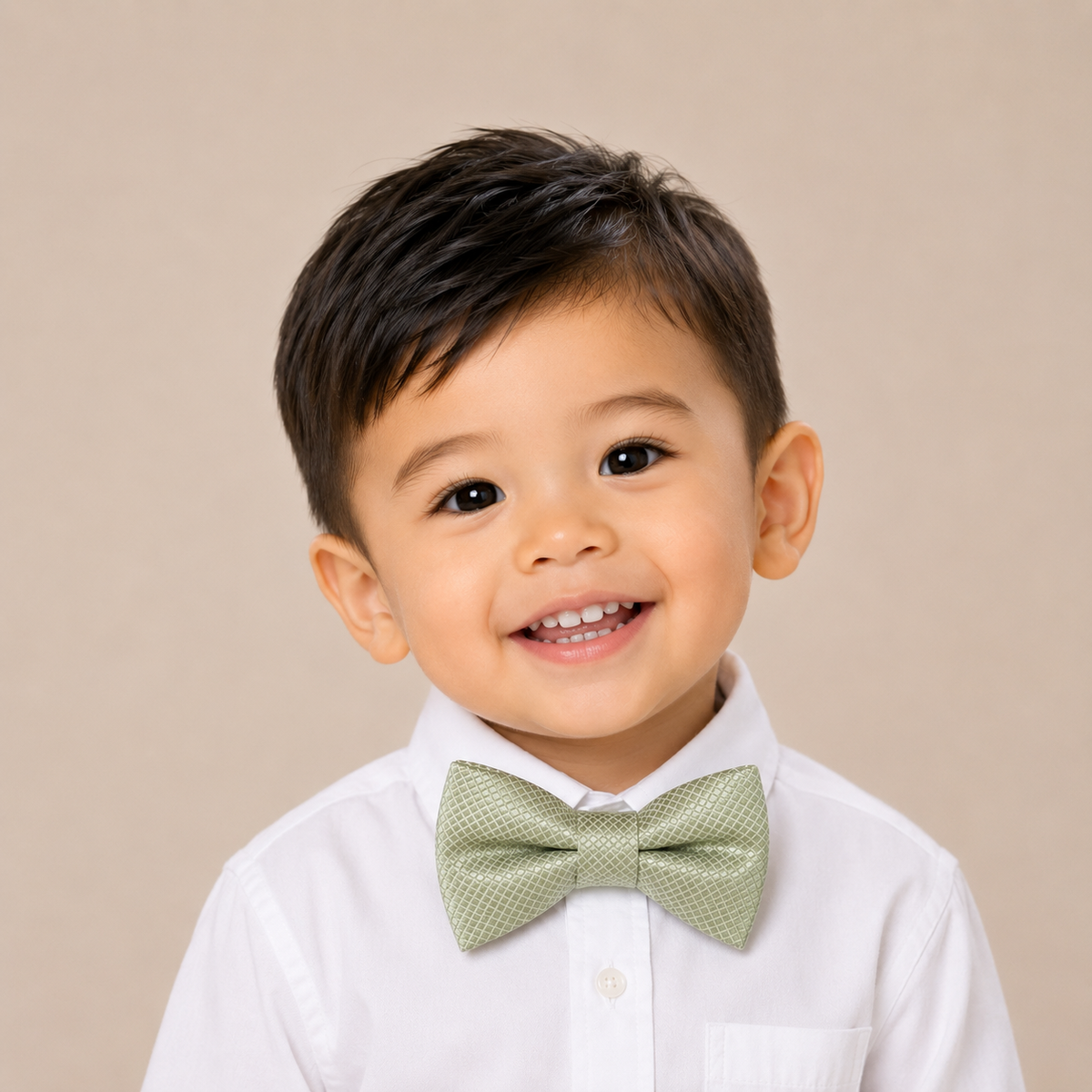 Sage Green boys bow tie for kids — handmade, pre-tied and adjustable