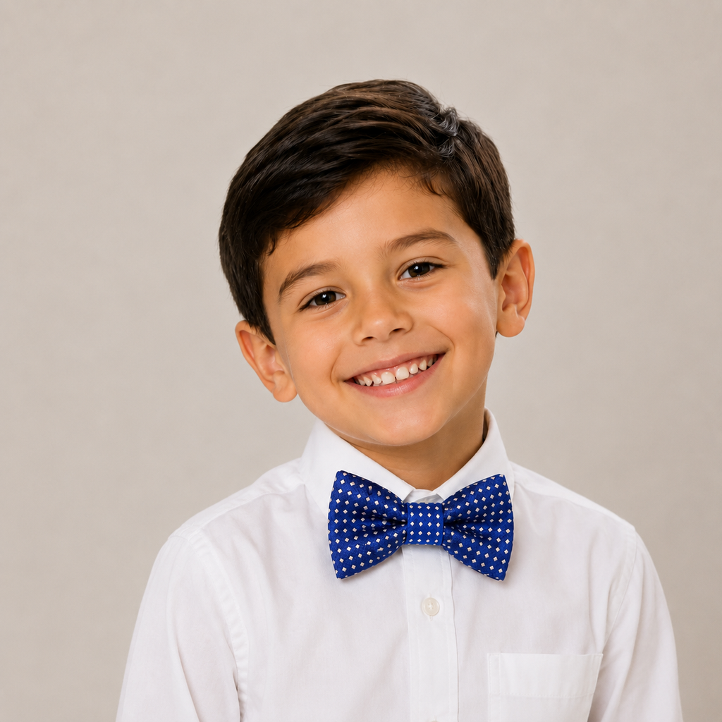 Royal Blue Navy boys bow tie for kids — handmade, pre-tied and adjustable