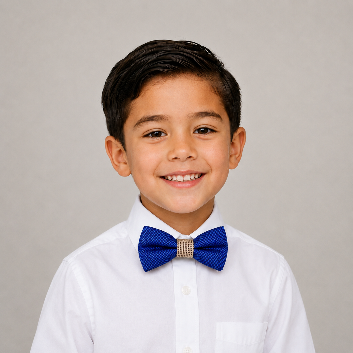 Royal Blue Burlap boys bow tie for kids — handmade, pre-tied and adjustable