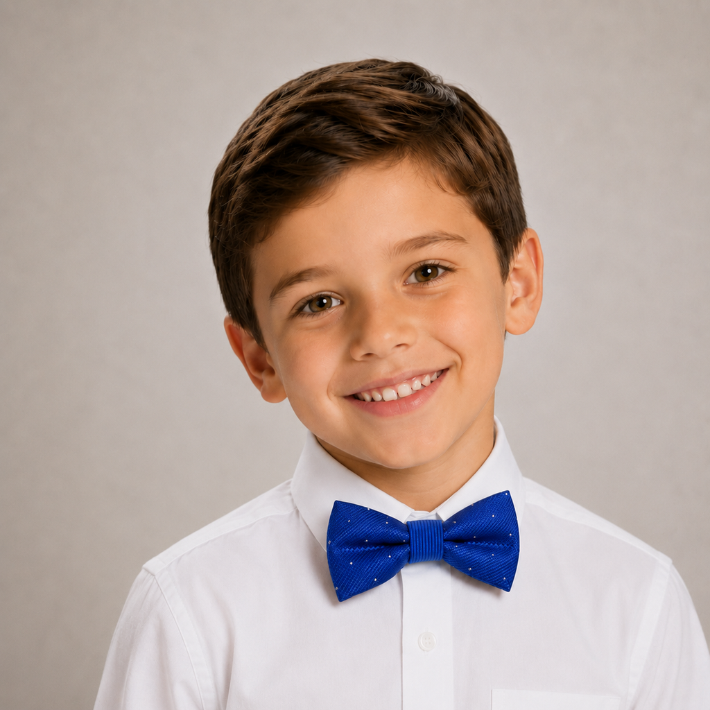 Royal Blue boys bow tie for kids — handmade, pre-tied and adjustable