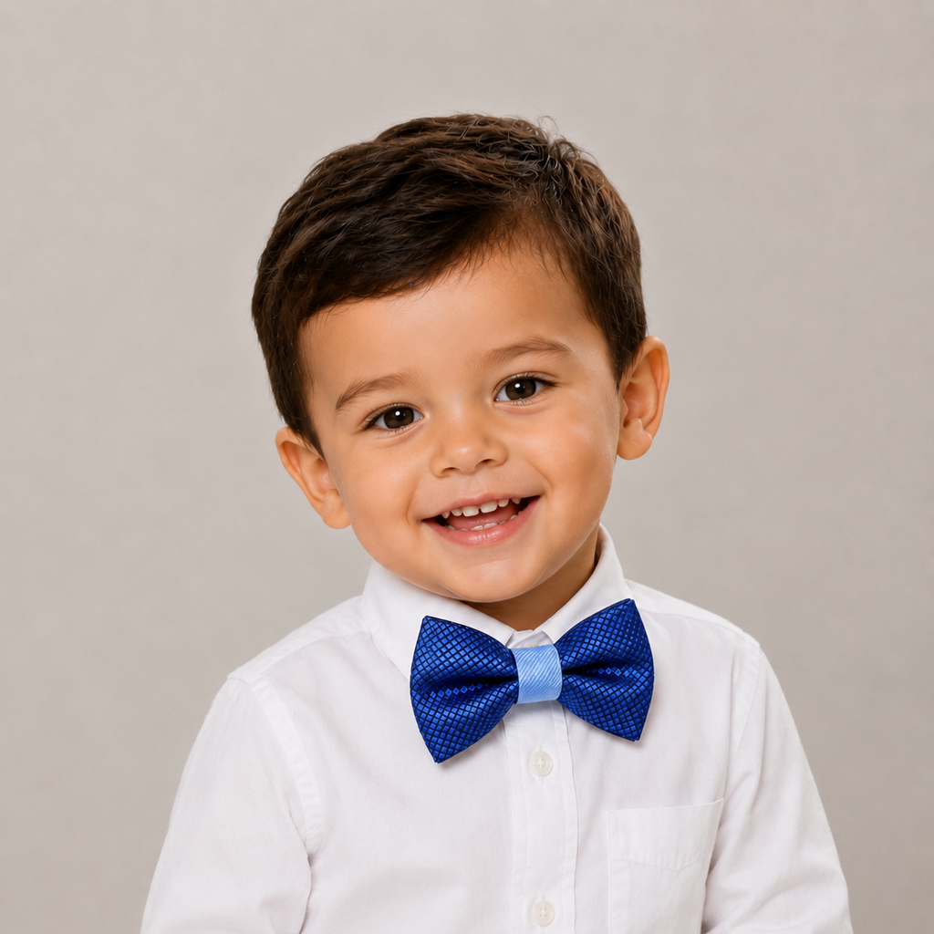 Royal Blue boys bow tie for kids — handmade, pre-tied and adjustable