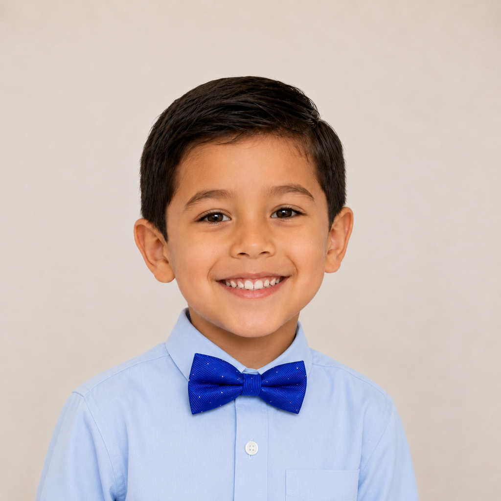 Royal Blue boys bow tie for kids — handmade, pre-tied and adjustable