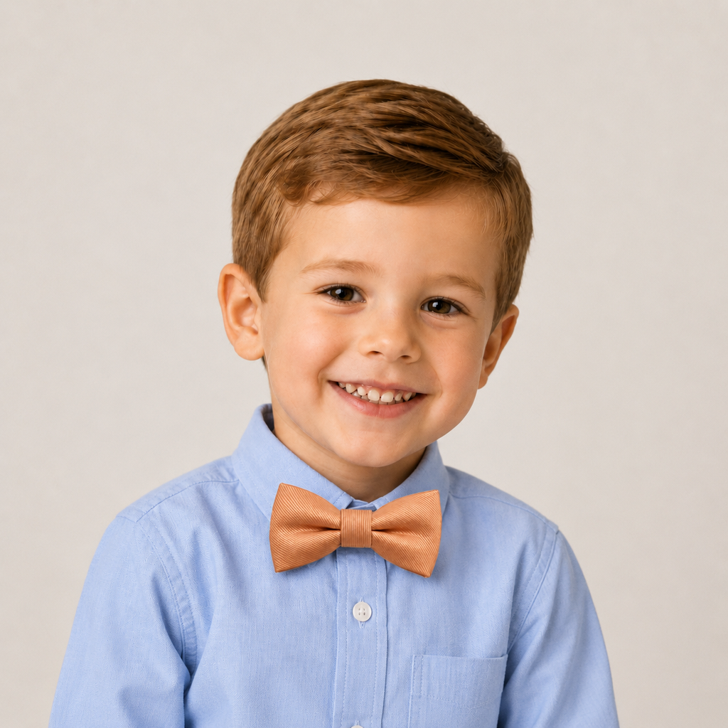 Rose Gold boys bow tie for kids — handmade, pre-tied and adjustable