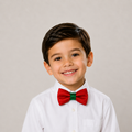 Red Green boys bow tie for kids — handmade, pre-tied and adjustable