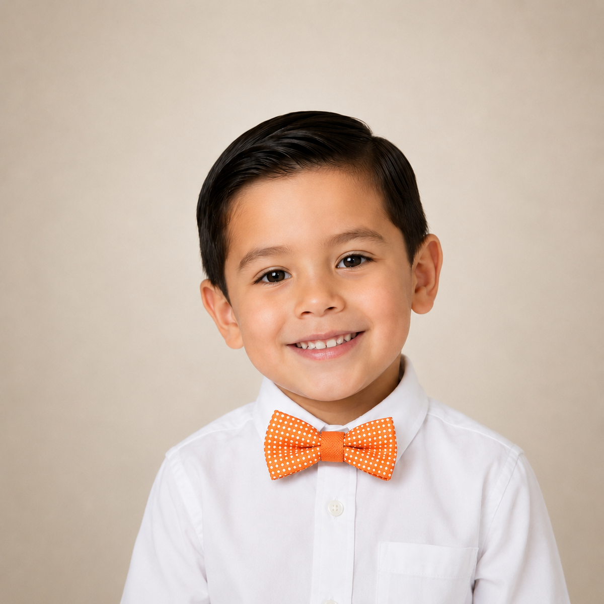 Orange boys bow tie for kids — handmade, pre-tied and adjustable