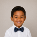 Navy Polka Dots boys bow tie for kids — handmade, pre-tied and adjustable