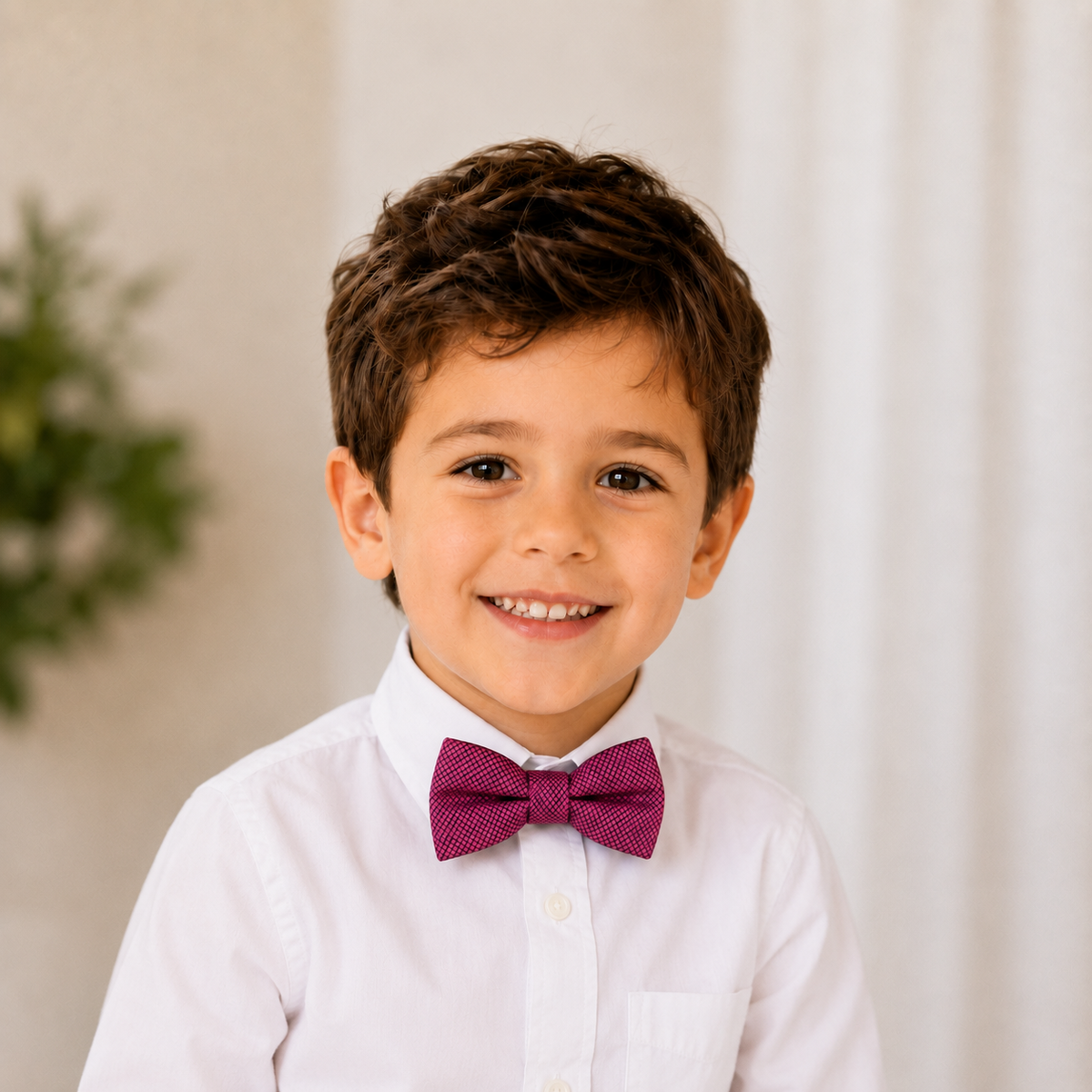 Raspberry Rose boys bow tie for kids — handmade, pre-tied and adjustable