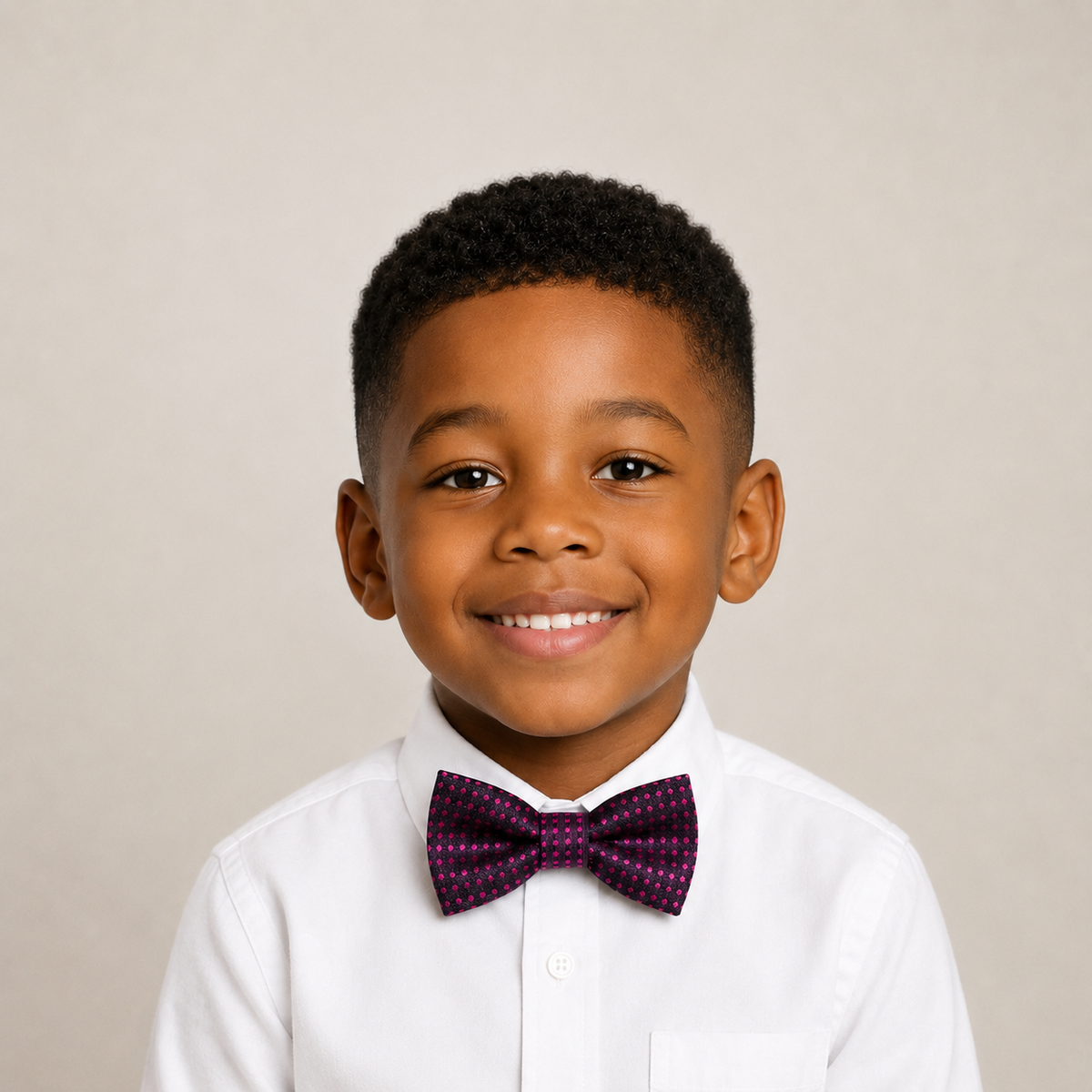 Purple boys bow tie for kids — handmade, pre-tied and adjustable