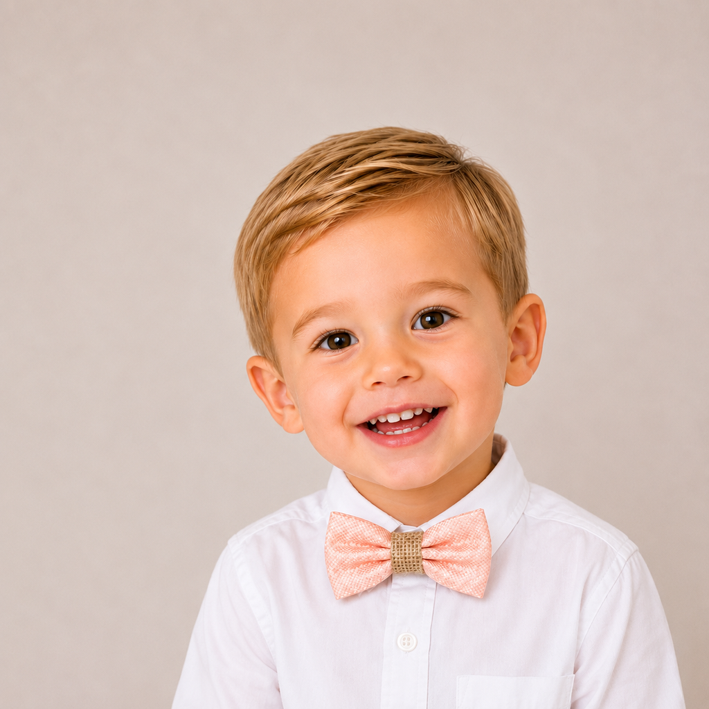 Pearl Blush boys bow tie for kids — handmade, pre-tied and adjustable