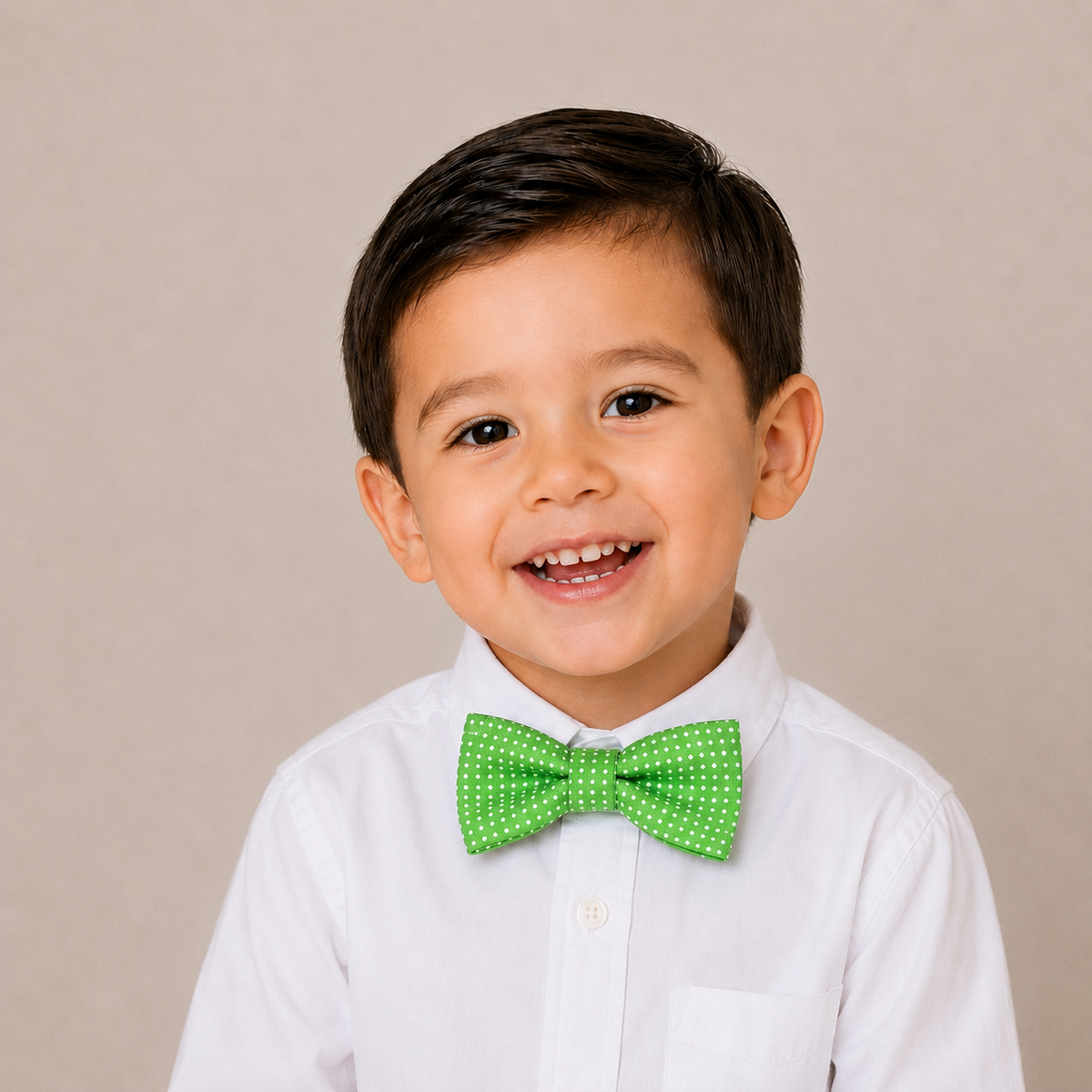 Peach Green boys bow tie for kids — handmade, pre-tied and adjustable