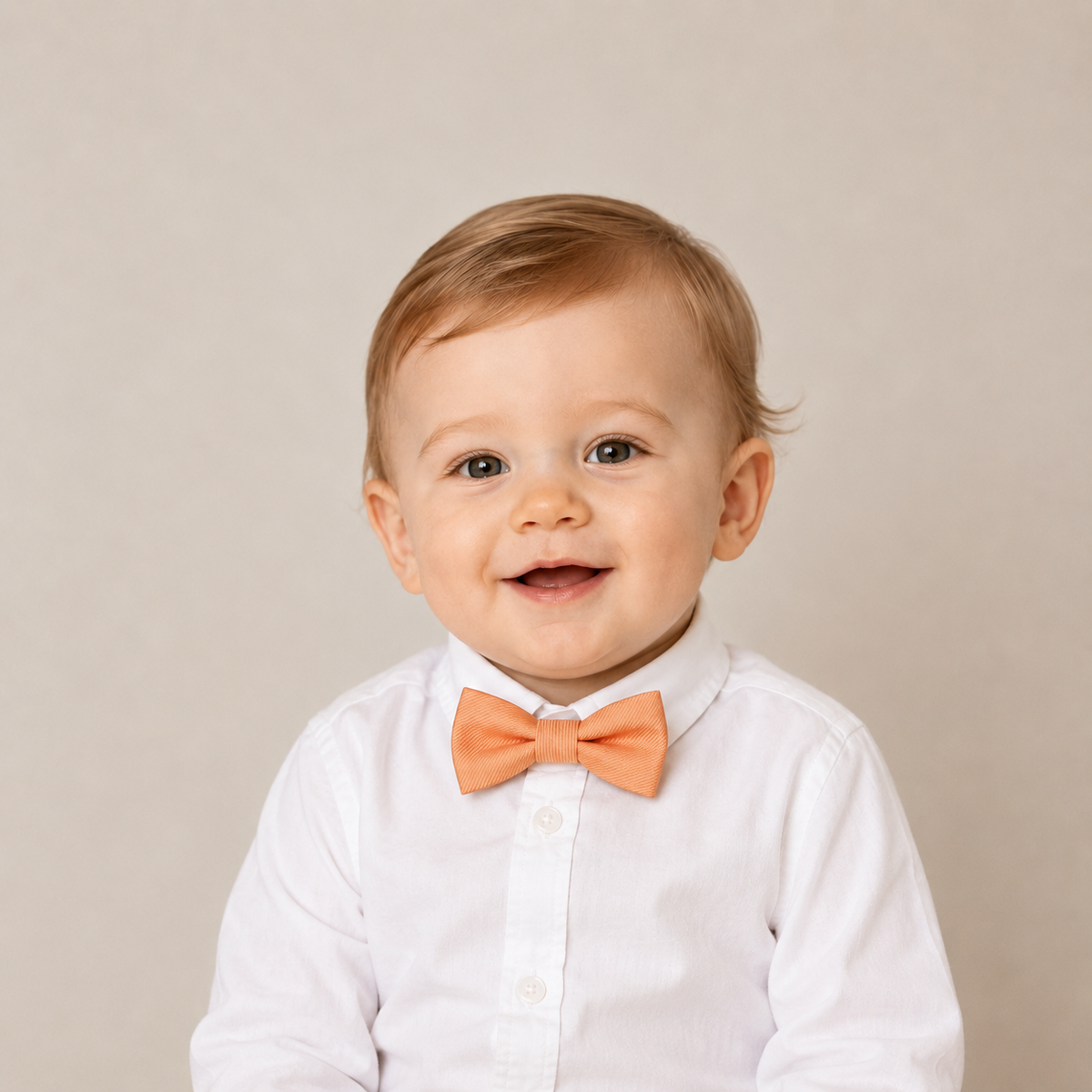 Peach boys bow tie for kids — handmade, pre-tied and adjustable