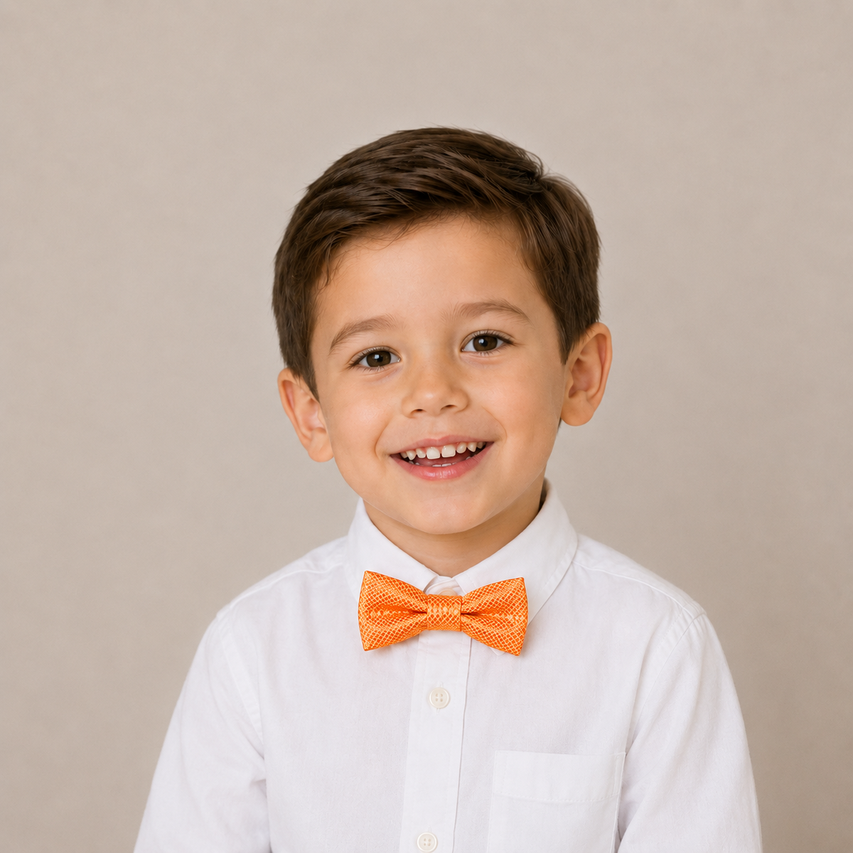 Pale Orange boys bow tie for kids — handmade, pre-tied and adjustable