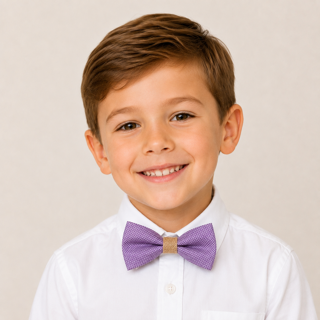 Dusty Lavender boys bow tie for kids — handmade, pre-tied and adjustable