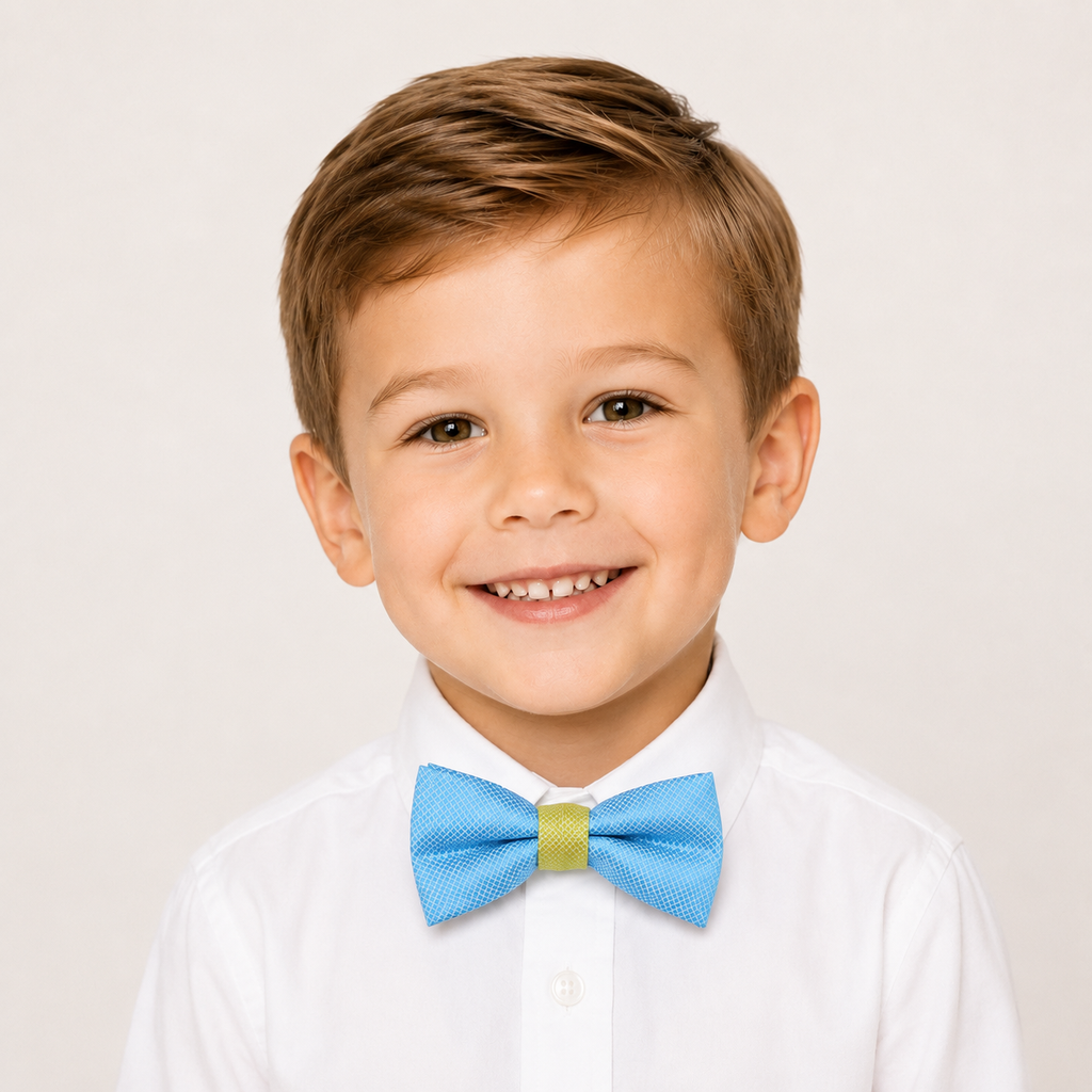 Dusty Blue Green boys bow tie for kids — handmade, pre-tied and adjustable