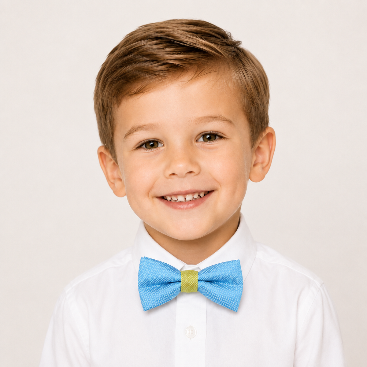 Dusty Blue Green boys bow tie for kids — handmade, pre-tied and adjustable