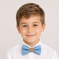 Dusty Blue Burlap boys bow tie for kids — handmade, pre-tied and adjustable