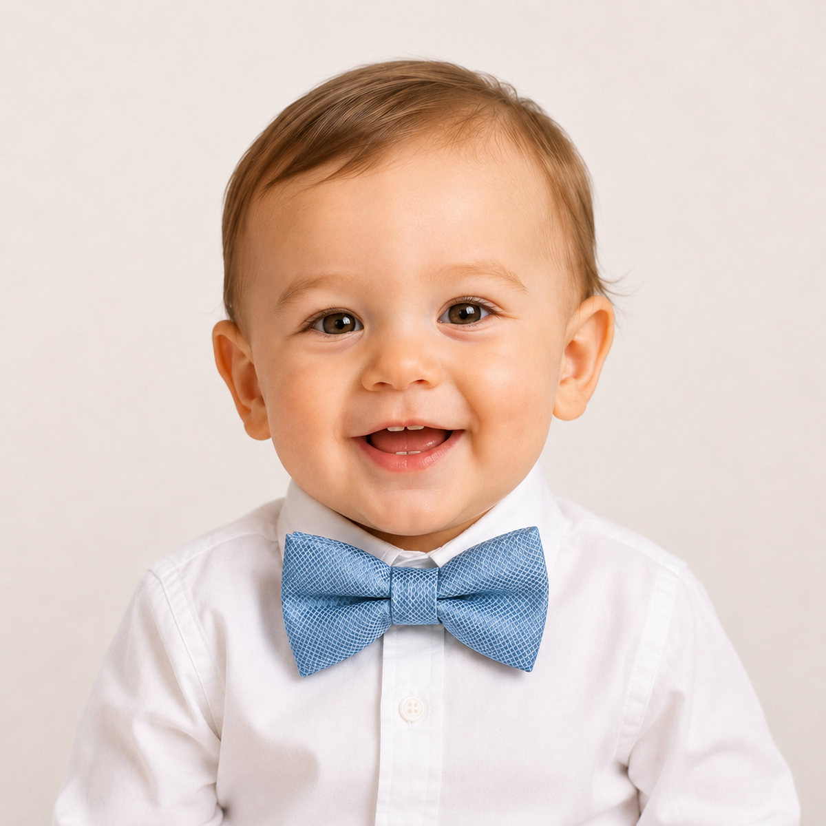 Dusty Blue boys bow tie for kids — handmade, pre-tied and adjustable