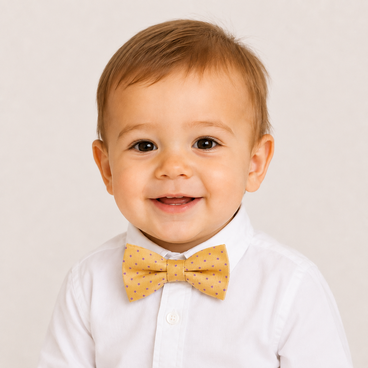 Cream Lavender boys bow tie for kids — handmade, pre-tied and adjustable