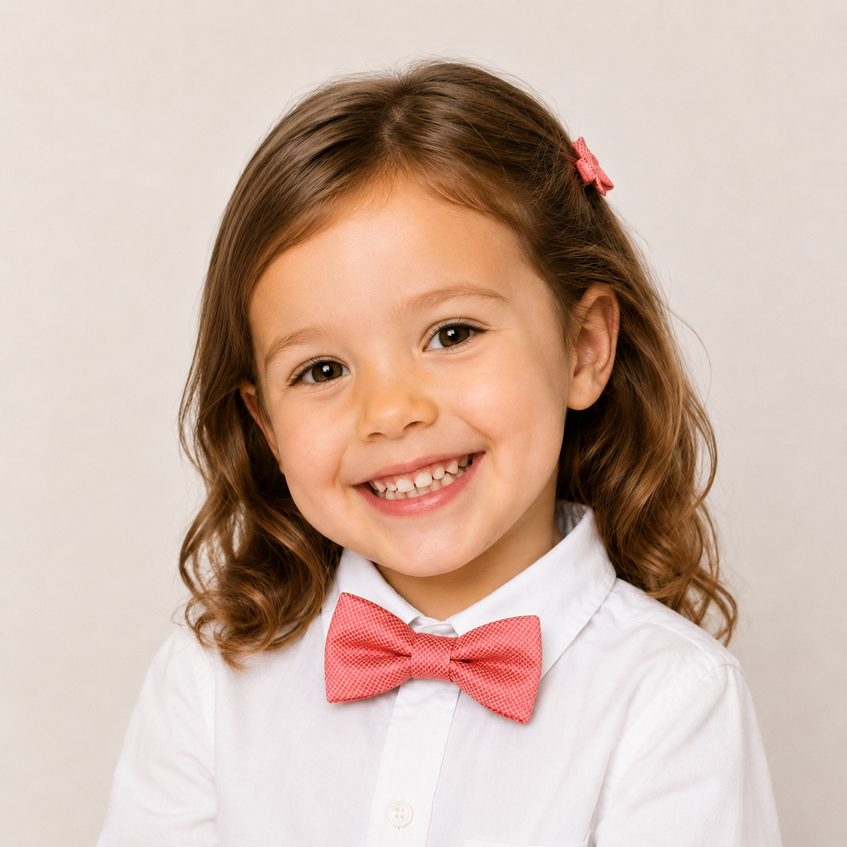 Coral Blush boys bow tie for kids — handmade, pre-tied and adjustable
