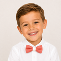 Coral & White boys bow tie for kids — handmade, pre-tied and adjustable