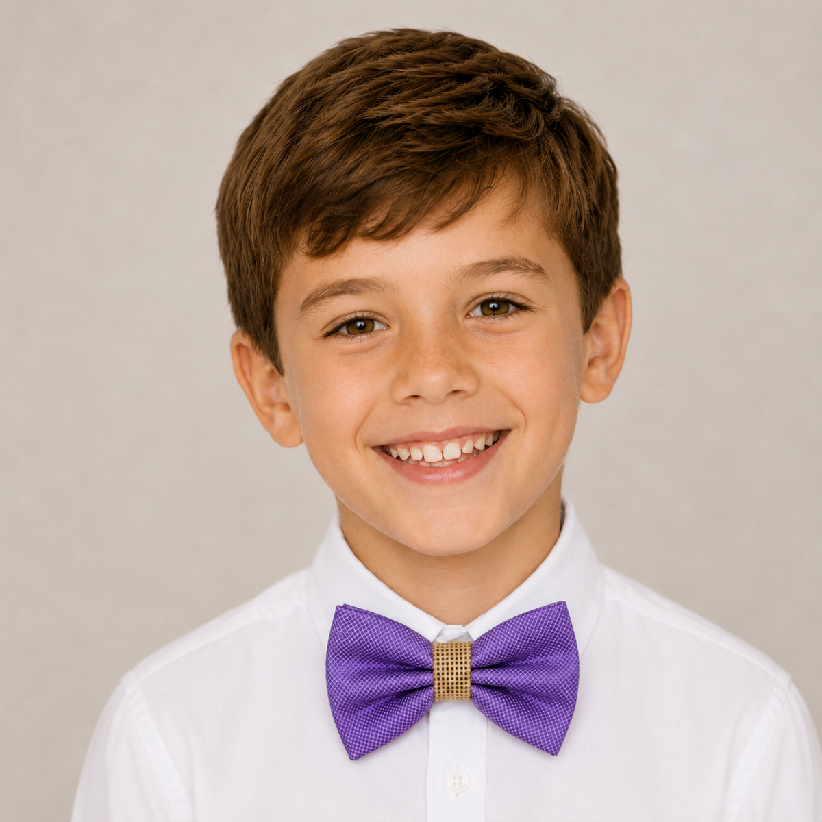 Lavender Burlap boys bow tie for kids — handmade, pre-tied and adjustable