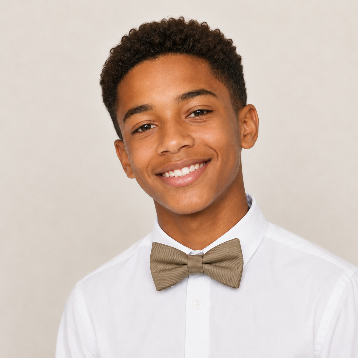 Champagne boys bow tie for kids — handmade, pre-tied and adjustable