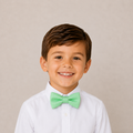 Mint Green boys bow tie for kids — handmade, pre-tied and adjustable