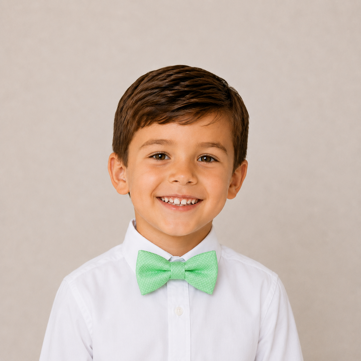 Mint Green boys bow tie for kids — handmade, pre-tied and adjustable