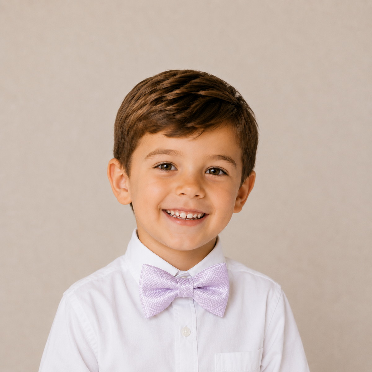 Lilac boys bow tie for kids — handmade, pre-tied and adjustable
