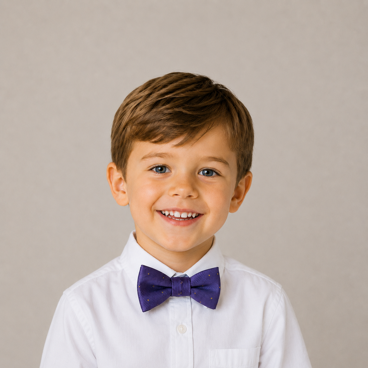 Lavender Polka Dots boys bow tie for kids — handmade, pre-tied and adjustable
