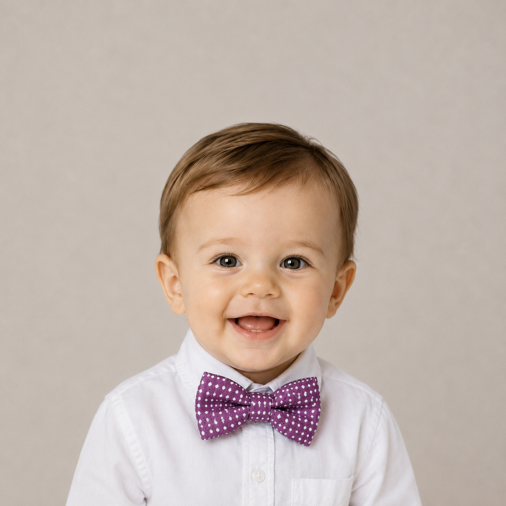 Lavender boys bow tie for kids — handmade, pre-tied and adjustable