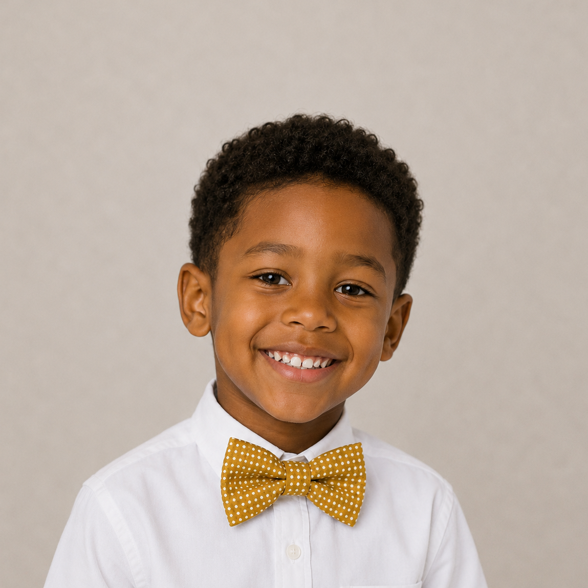 Ivory & Mustard boys bow tie for kids — handmade, pre-tied and adjustable