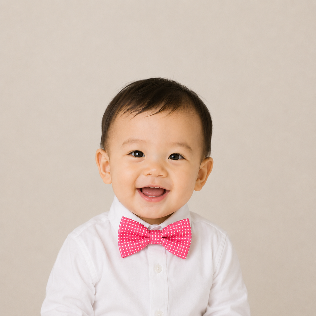 Hot Pink boys bow tie for kids — handmade, pre-tied and adjustable