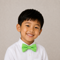 Green boys bow tie for kids — handmade, pre-tied and adjustable