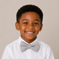 Gray boys bow tie for kids — handmade, pre-tied and adjustable