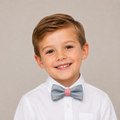 Gray Blush boys bow tie for kids — handmade, pre-tied and adjustable