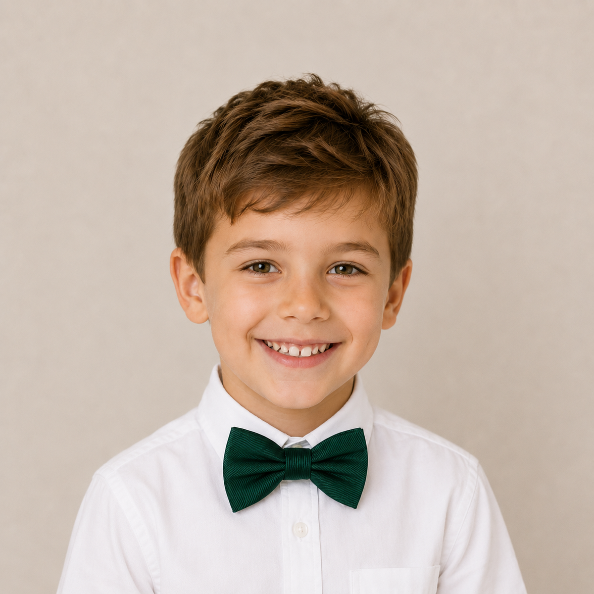 Emerald Green boys bow tie for kids — handmade, pre-tied and adjustable