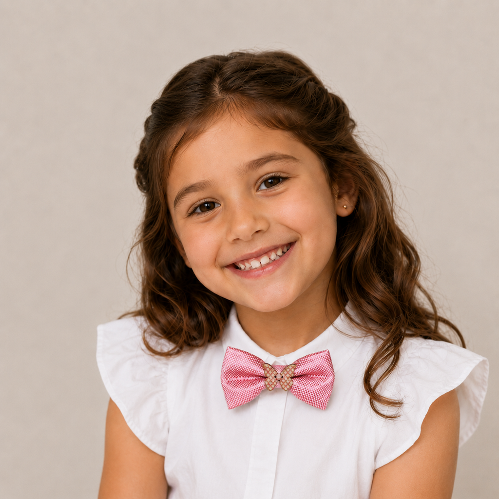 Dusty Rose Wooden Butterfly boys bow tie for kids — handmade, pre-tied and adjustable