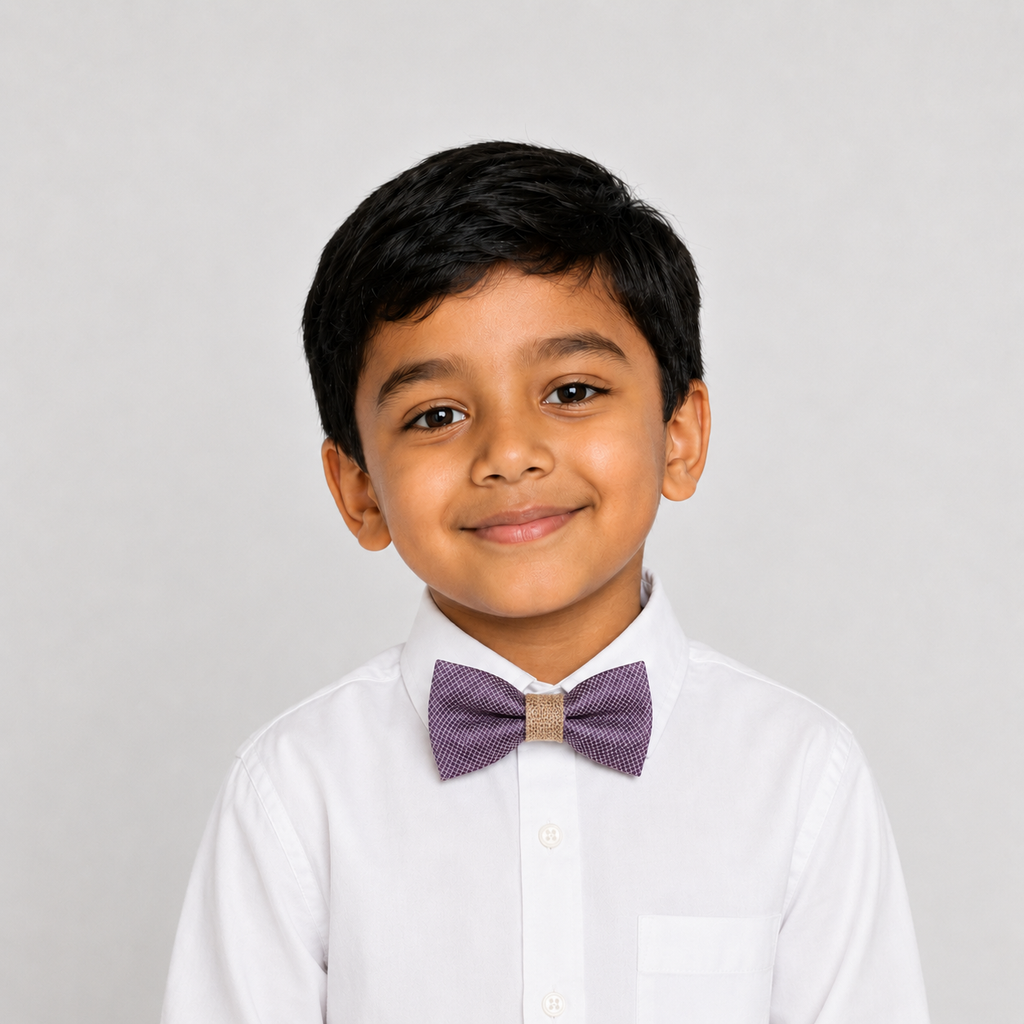 Dusty Purple boys bow tie for kids — handmade, pre-tied and adjustable