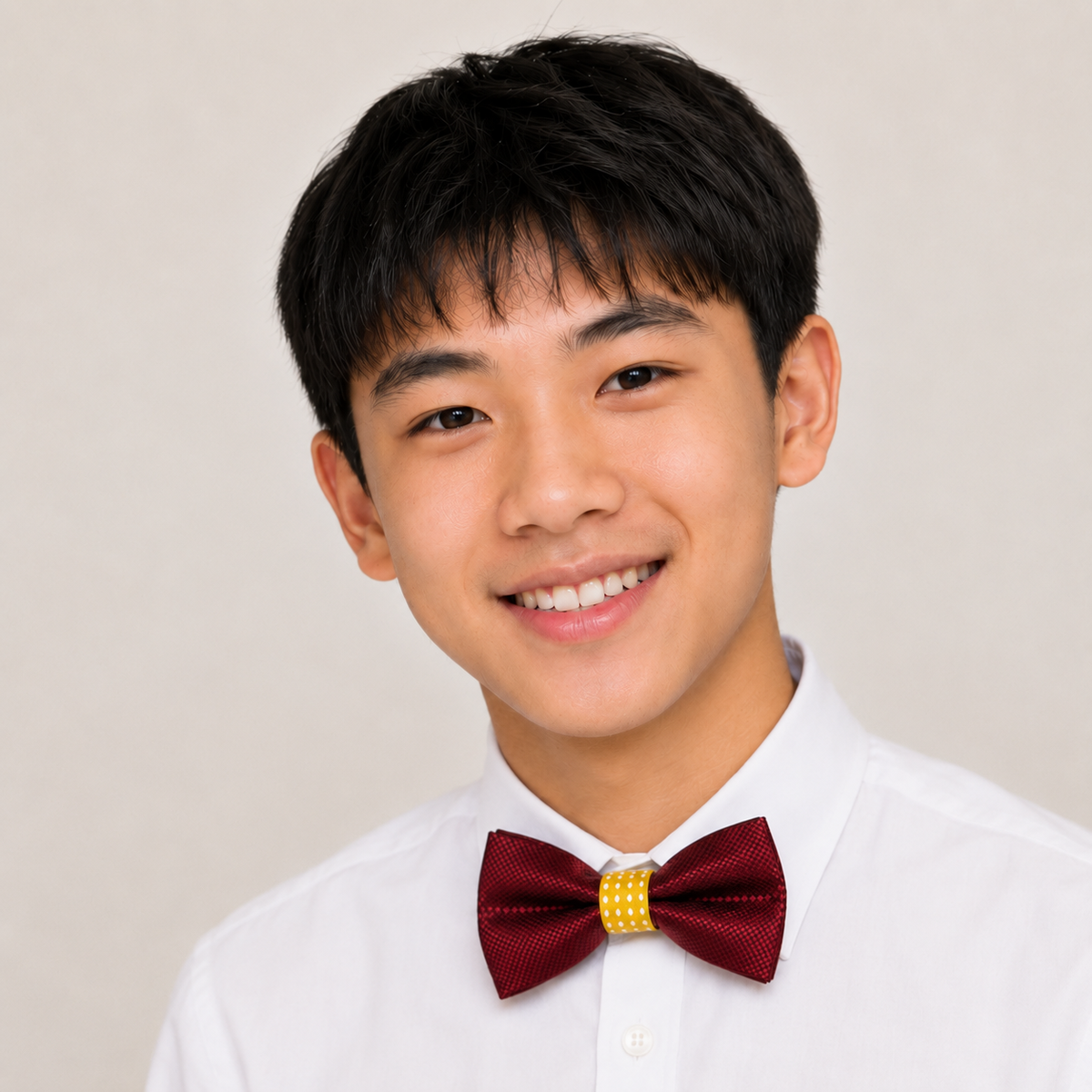 Burgundy Marigold boys bow tie for kids — handmade, pre-tied and adjustable