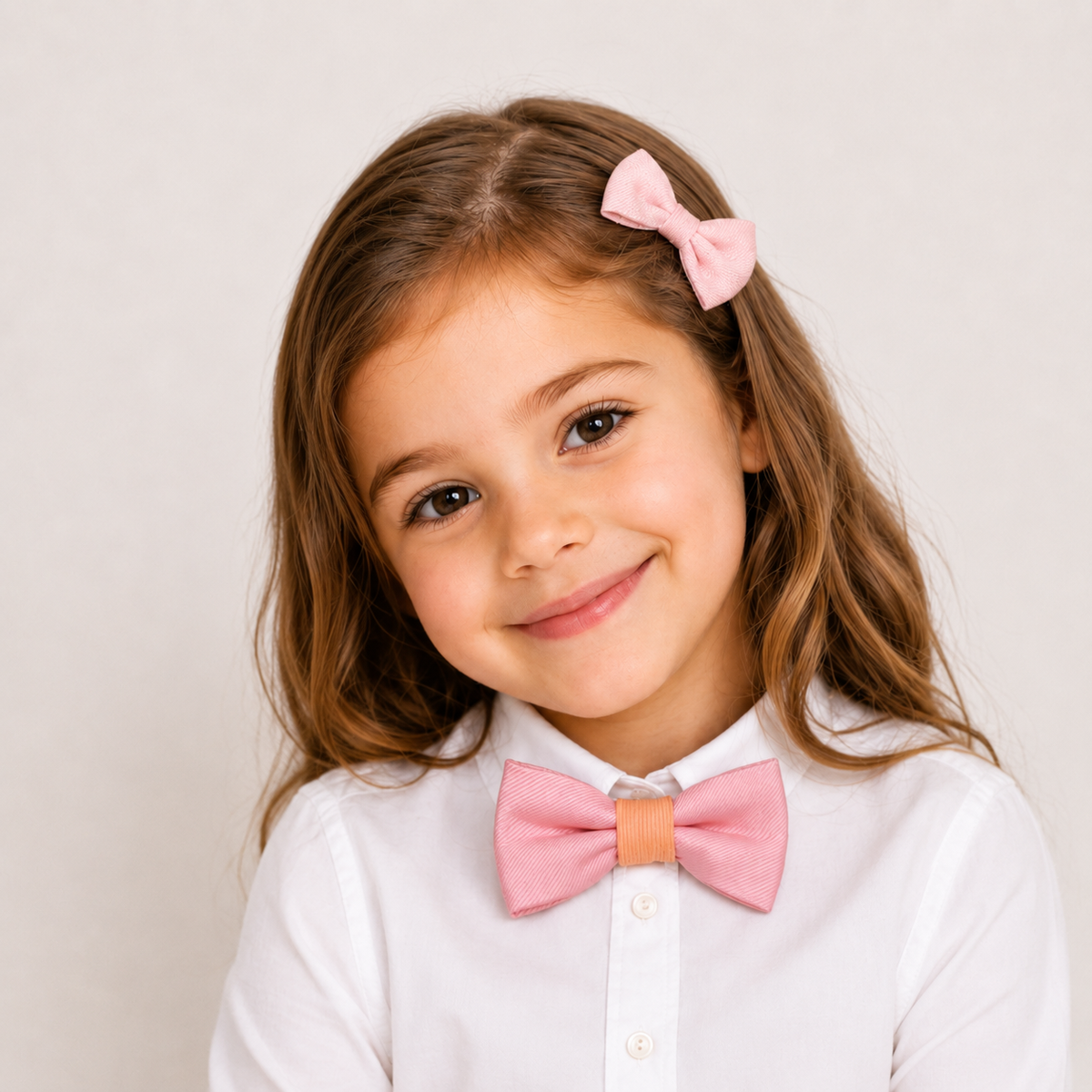 Blush Peach boys bow tie for kids — handmade, pre-tied and adjustable