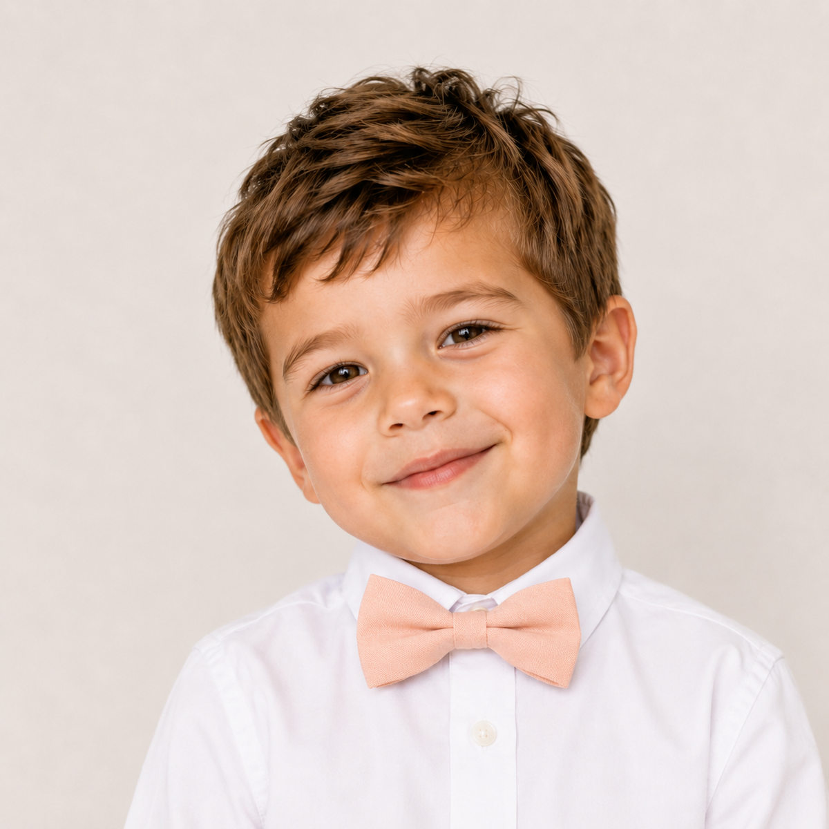 Blush boys bow tie for kids — handmade, pre-tied and adjustable