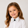 Black White Polka Dots boys bow tie for kids — handmade, pre-tied and adjustable