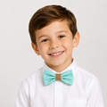 Aqua Burlap boys bow tie for kids — handmade, pre-tied and adjustable