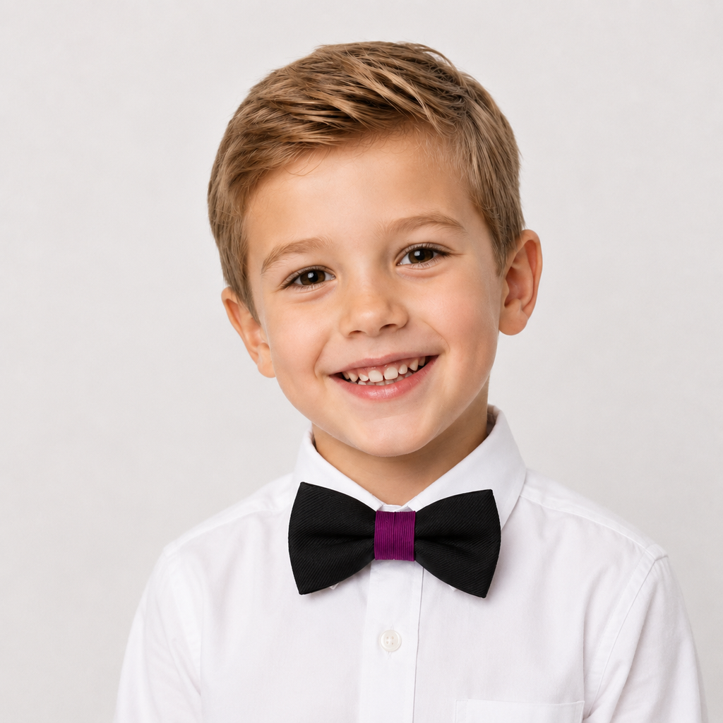 Black & Berry boys bow tie for kids — handmade, pre-tied and adjustable
